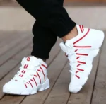 ⁦Large Size PU Leather Men's Running Shoes Men's White Sports Shoes Women Sport Shoes for Men Sneakers Red Basket Walk GME-0105⁩ - الصورة ⁦8⁩