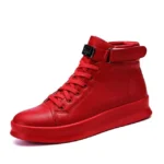 ⁦Large Size High Top PU Leather Men's Sneakers Male Running Shoes Sports Man Shoes Sport Man Sneakers Red Vulcanise Flat GME-2226⁩ - الصورة ⁦8⁩