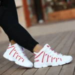 ⁦Large Size PU Leather Men's Running Shoes Men's White Sports Shoes Women Sport Shoes for Men Sneakers Red Basket Walk GME-0105⁩ - الصورة ⁦3⁩