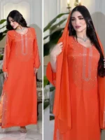 Saudi Arabic Party Dress for Women Abaya Muslim Diamond Hijab Dresses Set 2 Piece Vestidos Mujer Morocco Kaftan Abayas Robe 2023 - Image 3