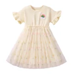 ⁦Little maven Children's Clothing Baby Girls 2025 Summer Embroidered Cartoon Rainbow Mesh Dresses Pink Dresses Kids Clothes⁩ - الصورة ⁦10⁩