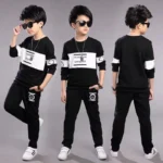 ⁦2024 New Boys Clothes Sport Suit Casual Sets Autumn Letter Children Winter Kids Tracksuit Spring + pants 5 6 7 8 9 10 11 12 year⁩ - الصورة ⁦6⁩