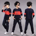 ⁦2024 New Boys Clothes Sport Suit Casual Sets Autumn Letter Children Winter Kids Tracksuit Spring + pants 5 6 7 8 9 10 11 12 year⁩ - الصورة ⁦5⁩
