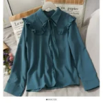 ⁦Women Sweet Shirts Cute Tops Peter Pan Collar S-3XL Loose Fashion Temper Minimalist Lolita French Elegant Clothes Trendy 5-Color⁩ - الصورة ⁦11⁩