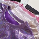 S-4XL Womens Round Neck Sparkly Shiny Metallic Holographic Short Sleeve Casual Loose Top Festival Party Tee Shirt Female Clothes - Image 4