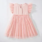 ⁦Little maven Children's Clothing Baby Girls 2025 Summer Embroidered Cartoon Rainbow Mesh Dresses Pink Dresses Kids Clothes⁩ - الصورة ⁦2⁩