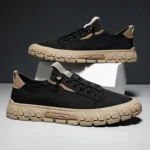 ⁦2024 New Men Canvas Shoes Brand Breathable Men Casual Shoes Fashion Comfortable Sneakers Platform Slip on Vulcanized Shoes Male⁩ - الصورة ⁦3⁩