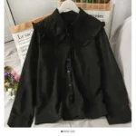 ⁦Women Sweet Shirts Cute Tops Peter Pan Collar S-3XL Loose Fashion Temper Minimalist Lolita French Elegant Clothes Trendy 5-Color⁩ - الصورة ⁦9⁩