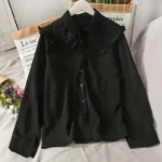 ⁦Women Sweet Shirts Cute Tops Peter Pan Collar S-3XL Loose Fashion Temper Minimalist Lolita French Elegant Clothes Trendy 5-Color⁩ - الصورة ⁦4⁩
