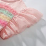 ⁦Little maven Children's Clothing Baby Girls 2025 Summer Embroidered Cartoon Rainbow Mesh Dresses Pink Dresses Kids Clothes⁩ - الصورة ⁦5⁩