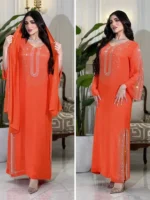 Saudi Arabic Party Dress for Women Abaya Muslim Diamond Hijab Dresses Set 2 Piece Vestidos Mujer Morocco Kaftan Abayas Robe 2023 - Image 4
