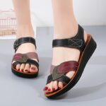 Chic Summer Wedge Sandals for Women - Open Toe, Colorblock Design with Hook-and-loop Fastener Straps, Comfortable Thick Sole, Faux Cover, Perfect for Vacation, Strappy Sandals - Image 10