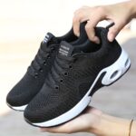 ⁦Women's Breathable Mesh Athletic Sneakers - Lightweight & Stylish Running Shoes with Air Cushion, Lace-Up Low Tops in Gray & Pink with NIKSON Logo⁩ - الصورة ⁦8⁩