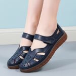 Genuine Leather Sandals For Women, Soft Sole Comfort, Cut-Out Design, Casual Footwear, Breathable Shoe - Image 3