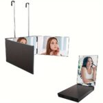 360° Foldable Hair Cutting Mirror With 3-Sided Reflection, Portable Hanging Makeup Mirror, No Battery, No Electricity Required - Image 3