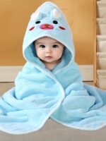 ⁦Baby's Animal Pattern Hooded Bathrobe, Multi-functional & Highly Absorbent, Soft Comfortable Pajama, Must-have Robes After Swimming/beach/Bathing⁩ - الصورة ⁦3⁩