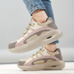 ⁦Women'S Breathable Anti-Smash Sneakers - Lightweight, Slip-Resistant, Steel Toe Design for Comfort & Support, Beige & White Low-Top Casual Shoes with EVA Sole, Casual Footwear | Modern Casual Shoes | Durable Footwear⁩ - الصورة ⁦9⁩