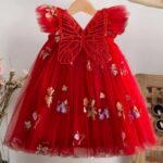 Girls' Dreamy 3D Butterfly Wings Dress - Sweet and Colorful Floral Embroidered Tulle Princess Skirt for Summer Birthday Parties - Image 16