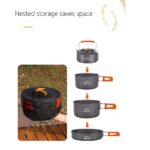 jetbeam Kettle Set Pot for 4-5 People Camping Large and Frying Pan + 1.6L Water Boiling Pot Outdoor Camping Cookware Portable Combination Pot Set Camping Tableware, easy to carry and small space occupation, cookware, frying pan, kettle, foldable storage,