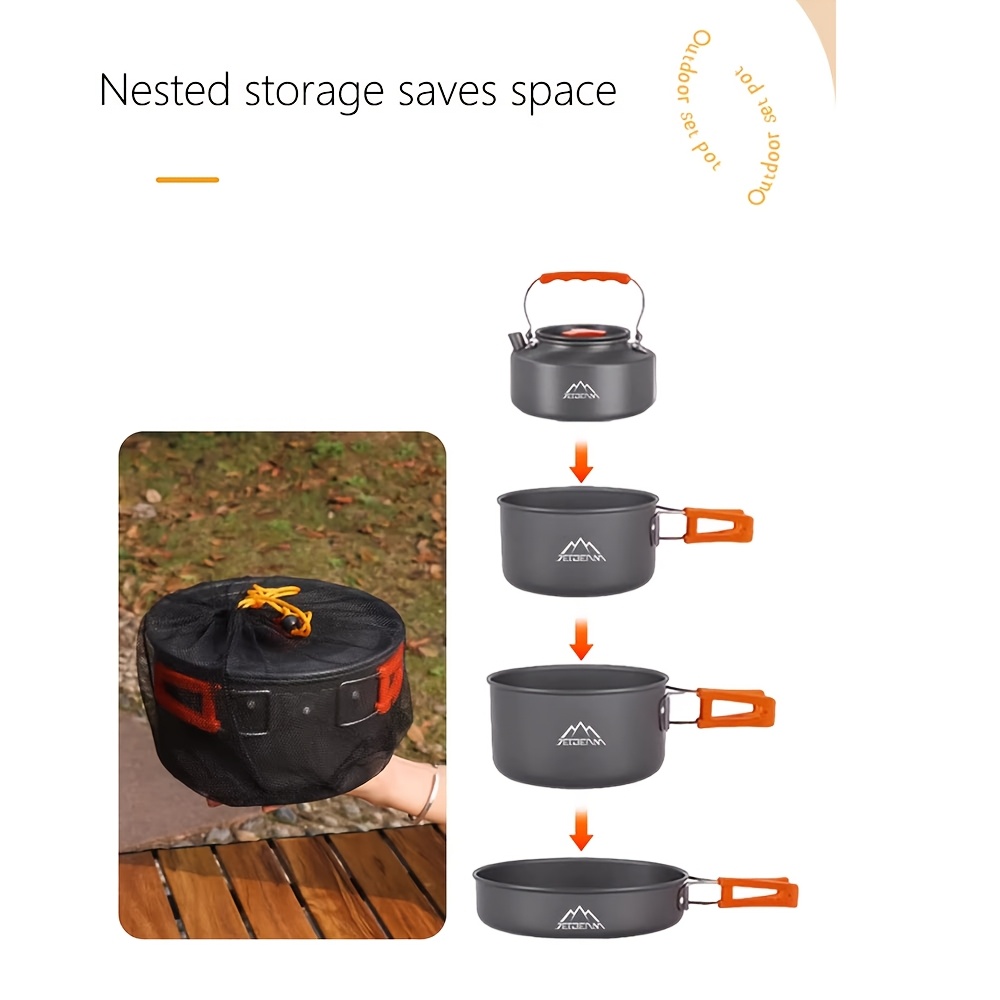 059060de-3023-4d63-9a3a-4bfc34b05d71.jpg jetbeam Kettle Set Pot for 4-5 People Camping Large and Frying Pan + 1.6L Water Boiling Pot Outdoor Camping Cookware Portable Combination Pot Set Camping Tableware, easy to carry and small space occupation, cookware, frying pan, kettle, foldable storage, - Image 1