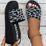 Fashionable Leopard Print Slip-On Sandals - Women's Casual Indoor Shoes with EVA Sole and Fabric Upper - Image 5