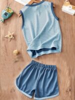 Boy's 2pcs Breathable Casual Sporty Style Outfit, Color Clash Tank Top & Shorts Set, Boy's Clothes For Summer - Image 4