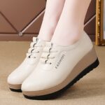 ⁦Women'S Casual Height-Increasing Wedge Loafers - Lightweight, Versatile Slip-On Shoes with TPR Sole, Synthetic Upper & Insole, Lace-Up Design, Black, All-Season Comfort, Casual Footwear | Casual Style | Durable Footwear⁩ - الصورة ⁦10⁩