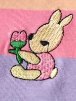 Girls' Summer New Striped Rabbit Embroidery Short Sleeve Dress - Image 5