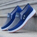 ⁦Low Top Men'S Casual Slip-On Fabric Upper Walking Shoes, Breathable, Comfortable, Solid Color, Fabric Insole, Faux Sole, Fabric Inner, with Rubber Sole for All Seasons⁩ - الصورة ⁦4⁩