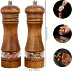 2pcs Wooden Salt and Pepper Grinder Set, Classic Manual Salt Mill with Refillable Pepper Grinder, Acrylic Viewing Window, Adjustable Coarseness - Perfect for Grilling, Picnics, Camping, Kitchen Accessories - Image 5