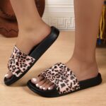 Women'S Stylish Leopard Print Slide Sandals - Non-Slip, Durable EVA Sole, Comfortable Fabric Straps, Open Toe Design for Casual Indoor & Outdoor Wear, Allseason Sandals|Stylish Leopard Print|EVA Sandals - Image 6