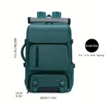 ⁦1pc Waterproof 43.94cm Business Laptop Backpack with Shoe Compartment, Large Capacity Travel Rucksack for Hiking & Camping, Multiple Compartments & Padded Sleeves, Fits College Students & Women's Work Carry-On, Teal Green, Organized Storage Design | Highq⁩ - الصورة ⁦5⁩