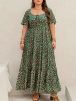 Rusttydustty Women's Boho Chic Maxi Dress - French Square Neck, Adjustable Tie-Front, Floral Print A-Line Pleated Hem, Breathable Short Sleeve for Music Festivals, Beach Vacations & Casual Outings, Festival Attire, Comfortable Fit - Image 8