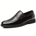 Men's Genuine Leather Loafers - Sleek Black Slip-On Dress Shoes for Business & Casual Wear, Round Toe, Rubber Sole, Smooth Leather Upper, Perfect for Office or Outdoor Events, Office Loafers | Stylish Slipon | Durable Rubber Sole - Image 4