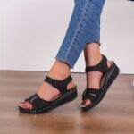 ⁦New Summer Comfortable Outdoor Magic Tape Open-Toe High Quality Platform Women's Wedge Thick Sole Sandals⁩ - الصورة ⁦2⁩