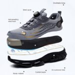 Men's Stylish Safety Sneakers with Rotary Button Closure – Steel Toe, Puncture-Resistant Work Shoes, Breathable Fabric, All-Season Protection for Hiking & Casual Attire - Image 4