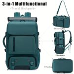 ⁦1pc Waterproof 43.94cm Business Laptop Backpack with Shoe Compartment, Large Capacity Travel Rucksack for Hiking & Camping, Multiple Compartments & Padded Sleeves, Fits College Students & Women's Work Carry-On, Teal Green, Organized Storage Design | Highq⁩ - الصورة ⁦4⁩