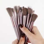 13pcs Luxury Valentine'S Day Makeup Brush Set, Soft Synthetic Bristles - Unscented, All Skin Types, Palm Brush Form, ABS Plastic Handle, Travel Pouch Included - Image 2