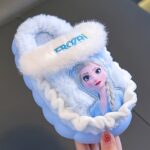 ⁦Cozy Princess Cartoon Plush Slippers for Girls - Warm Fleece-Lined, Thick Soft Sole, Winter Indoor Home Shoes with Elsa Design, Pink & Purple, Perfect for Youngsters and Teens⁩ - الصورة ⁦10⁩