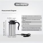 1pc Stainless Steel Car Kettle, Portable Vehicle Hot Water Dispenser with Power Adapter, Suitable for Various Car Models - Image 5