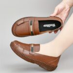Women's Round Toe Flat Shoes, Comfortable Soft Sole Slip On Shoes, All-Match Walking Outdoor Flats - Image 3
