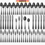 60pcs Stainless Steel 1010 Tableware Set, Including Dinner Knife, Spoon, Fork, Dessert Spoon, Dessert Fork, Suitable for Home, Kitchen, Restaurant, Party, Christmas, Wedding - Image 7