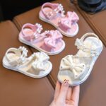 TEEOEC Girls' Summer Fashion Sandals - Lightweight, Breathable Open-Toe Shoes with Floral Princess Design, Thick Sole Beach Slippers for Youngsters, PVC Material, Round Toe, Beach Shoes - Image 4