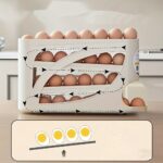 3-Tier Rolling Egg Storage Container for Refrigerator - Holds 24 Eggs, Space-Saving Side Door Organizer with Durable Plastic Design, Large Capacity Kitchen & Fridge Storage Supplies, Sleek Glossy Finish, Easygrip Handle - Image 4