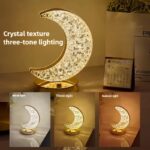 ⁦1pc Star Moon USB Light, Compatible with Laptop, USB Interface Electronic Lamp, Computer Accessories, USB Gadgets, Dimmable Crystal Star Lamp, 3 Colors Changging Bedroom Touch Lamp⁩ - الصورة ⁦4⁩