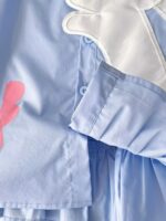 aiLe Rabbit Girls' Elegant Summer Dress - Pink with Bunny Embroidery, Ruffle Hem, Short Sleeve, Button-Up Collar, Non-Stretch Fabric, Perfect for Casual Wear, Cute Summer Dresses - Image 10