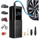 Portable Air Compressor Tire Inflator, 150PSI Car Tire Pump, Equipped with a Tire Pressure Gauge, LED Light, And a Three Times Faster One-Button Smart Cordless Tire Pump, Suitable for Cars, Motorcycles, Bicycles, And Sports Balls.