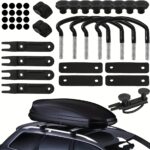 4 Universal Roof Box U-Bolt Clips, Upgraded Roof Rack Bolts, Van Mount Accessories Kit Metal U-Bracket Clips with 8 Locking Nuts and 2 Straps