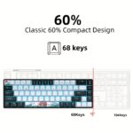 Mechanical Gaming Keyboard, 68 Keys Gaming Keyboard with Blue/Switches, Detachable Type-C Cable Mini Keyboard with Blue Light for Windows/Mac/PC/Laptop only supports wired connection usage - Image 8