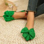 ⁦Women's Fashion Bow-Knot Flat Sandals, Casual Versatile Slip-Ons with Pointed Toe, Fabric Upper and Rubber Sole for All Seasons, Ladies Sandals⁩ - الصورة ⁦18⁩